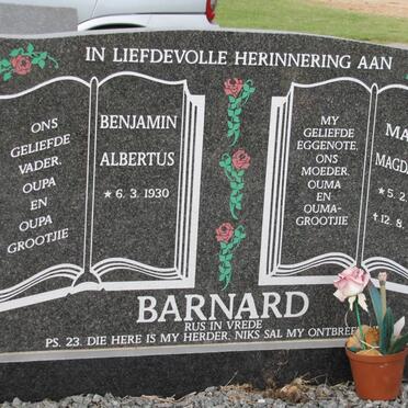 BARNARD Benjamin Albertus 1930- &amp; Maria Magdalena 1920-2007
