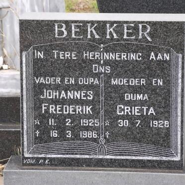 BEKKER Johannes Frederik 1925-1986 &amp; Grieta 1928-