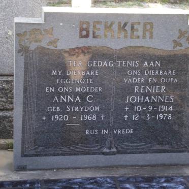 BEKKER Renier Johannes 1914-1978 &amp; Anna C. STRYDOM 1920-1968