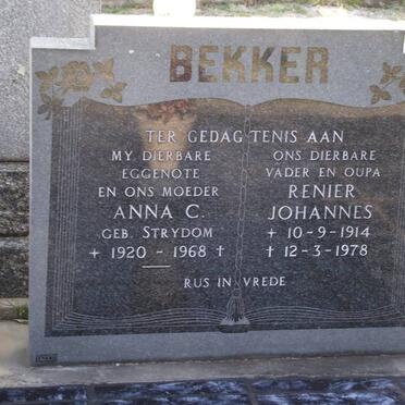 BEKKER Renier Johannes 1914-1978 &amp; Anna C. STRYDOM 1920-1968