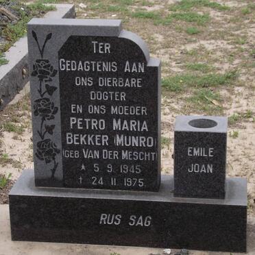 BEKKER Petro Maria previously MUNRO nee VAN DER MESCHT 1945-1975
