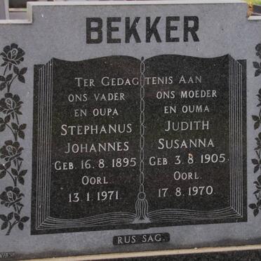 BEKKER Stephanus Johannes 1895-1971 &amp; Judith Susanna 1905-1970