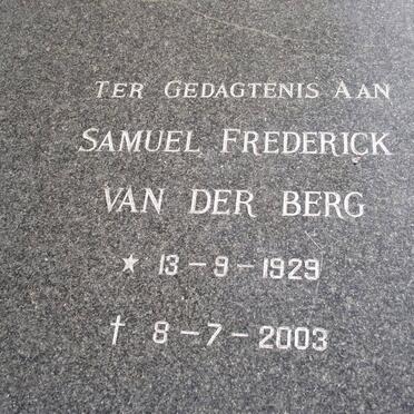 BERG Samuel Frederick, van der 1929-2003