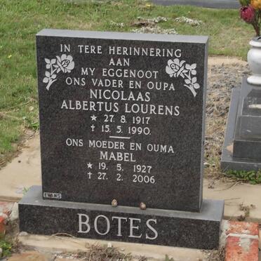 BOTES Nicolaas Albertus Lourens 1917-1990 &amp; Mabel 1927-2006