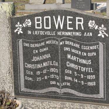 BOWER Marthinus Christoffel 1899-1968 &amp; Johanna Christina Matilda 1905-1970