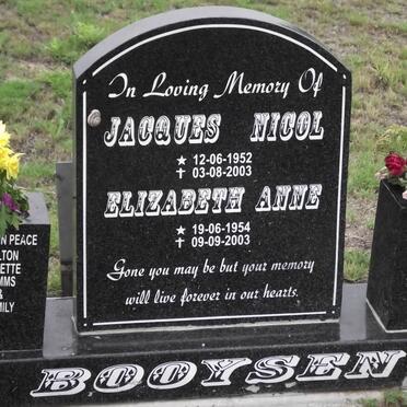 BOOYSEN Jacques Nicol 1952-2003 &amp; Elizabeth Anne 1954-2003