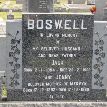 BOSWELL Jack 1894-1968 &amp; Jenny 1892-1980