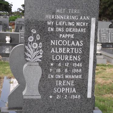 BOTES Nicolaas Albertus Lourens 1946-1988 &amp; Irene Sophia 1948-
