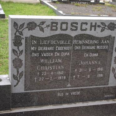 BOSCH William Christian 1912-1979 &amp; Johanna 1916-1981
