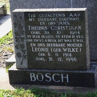 BOSCH Theunis Christiaan -1964 &amp; Leonie WILKE 1914-1996