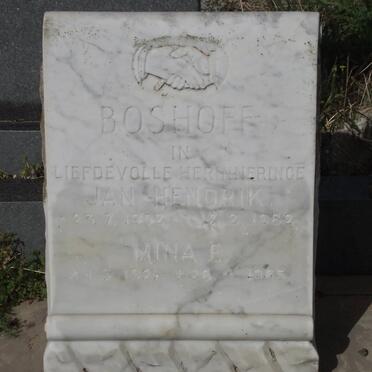 BOSHOFF Jan Hendrik 1952-1982 &amp; Mina E. 1921-1995