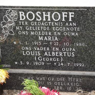 BOSHOFF Louis Albertus 1909-1992 &amp; Maria 1915-1986