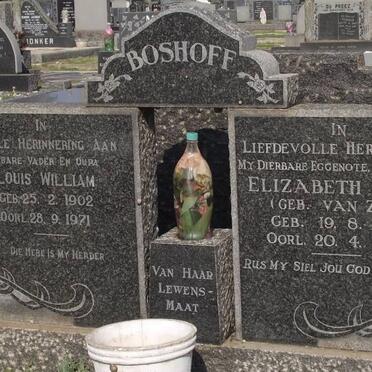 BOSHOFF Louis William 1902-1971 &amp; Elizabeth Anna VAN ZYL 1906-1966