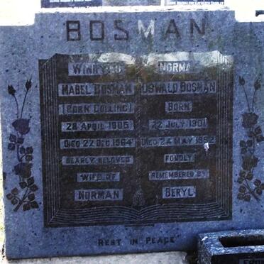 BOSMAN Oswald 1901-1982 &amp; Mabel COLLING 1905-1964