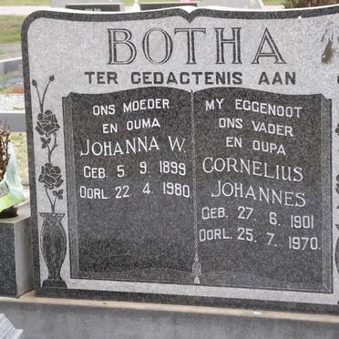 BOTHA Cornelius Johannes 1901-1970 &amp; Johanna W. 1899-1980