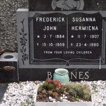 BOWNES Frederick John 1884-1959 &amp; Susanna Hermiena 1907-1980