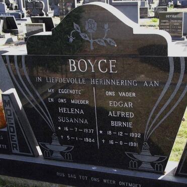 BOYCE Edgar Alfred Burnie 1932-1991 &amp; Helena Susanna 1937-1984