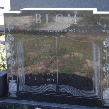 BLOM Anna M. nee VAN DER WATT 1916-1979