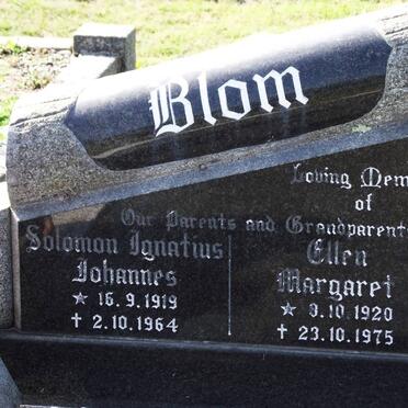 BLOM Solomon Ignatius Johannes 1919-1964 &amp; Ellen Margaret 1920-1975