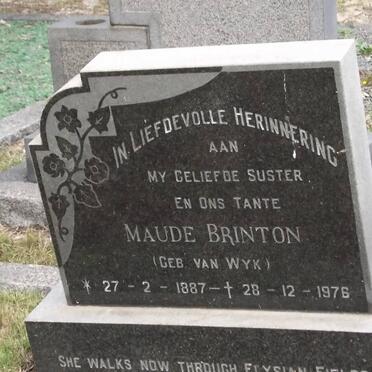 BRINTON Maude nee VAN WYK 1887-1976