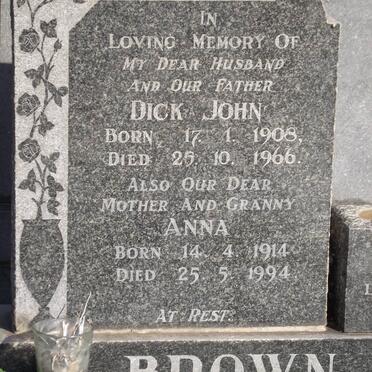 BROWN Dick John 1908-1966 &amp; Anna 1914-1994