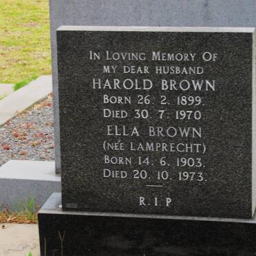 BROWN Harold 1899-1970 &amp; Ella LAMPRECHT 1903-1973