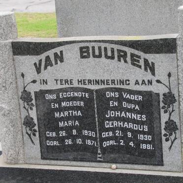 BUUREN Martha Maria, van 1930-1971 &amp; Johannes Gerhardus 1930-1981