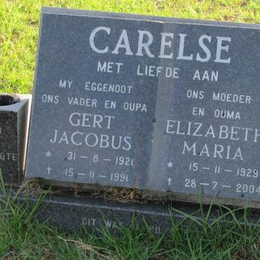 CARELSE Gert Jacobus 1921-1991 &amp; Elizabeth Maria 1929-2004