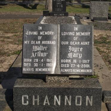 CHANNON Walter Arthur 1922-1968 &amp; Joyce Mary 1917-2001