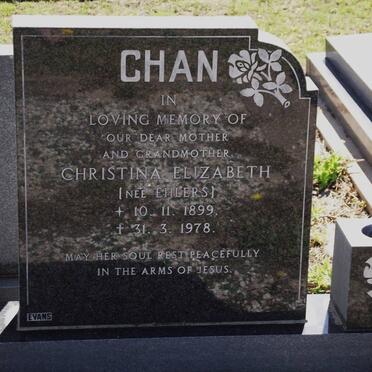 CHAN Christina Elizabeth nee EHLERS 1899-1978