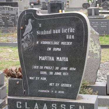 CLAASSEN Martha Maria nee DU PREEZ 1894-1971