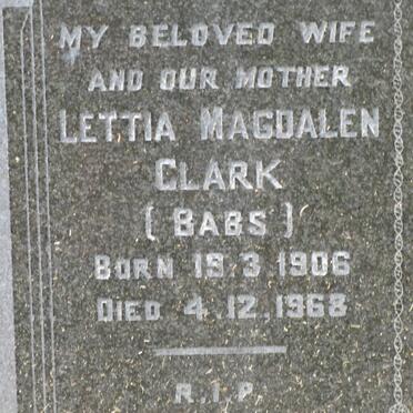 CLARK Lettia Magdalen 1906-1968