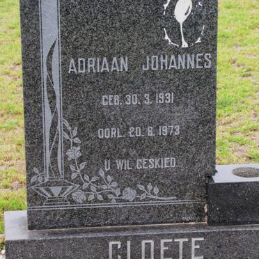 CLOETE Adriaan Johannes 1931-1973