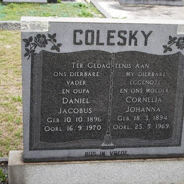 COLESKY Daniel Jacobus 1896-1970 &amp; Cornelia Johanna 1894-1969