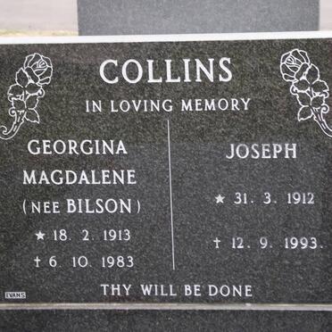 COLLINS Joseph 1912-1993 &amp; Georgina Magdalena BILSON 1913-1983