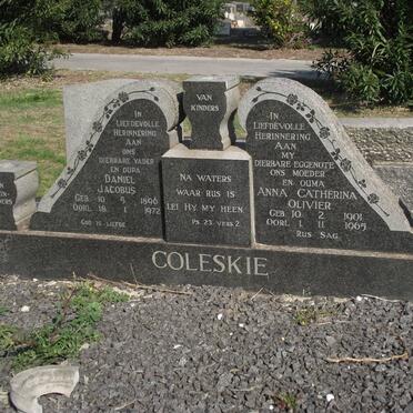 COLESKIE Daniel Jacobus 1896-1972 &amp; Anna Catherina OLIVIER 1901-1965