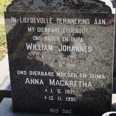 COOPER William Johannes 1915-1981 &amp; Anna Magaretha 1921-1991