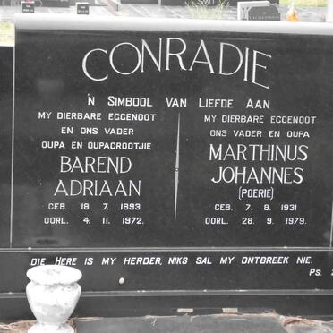 CONRADIE Barend Adriaan 1893-1972 :: CONRADIE Marthinus Johannes 1931-1979