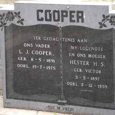 COOPER L.J. 1891-1975 &amp; Hester H.S. VICTOR 1897-1959