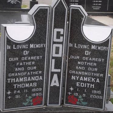 COLA Thamsanqa Thomas 1909-1990 &amp; Nyameka Edith 1915-2005
