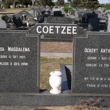 COETZEE Ockert Anthonie 1906-1981 &amp; Maria Magdalena 1905-1998
