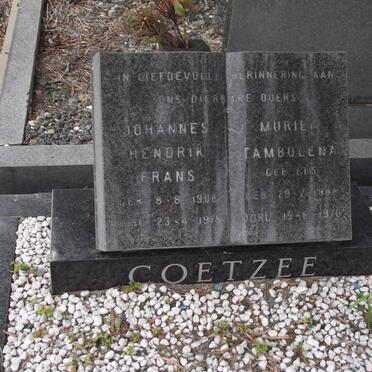 COETZEE Johannes Hendrik Frans 1908-1975 &amp; Muriel Tambulena ELS 1908-1970