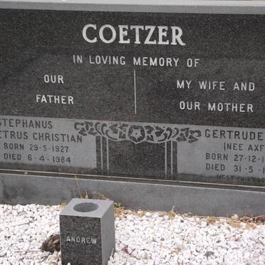 COETZER Stephanus Petrus Christian 1927-1984 &amp; Gertrude Ethel AXFORD 1932-1982