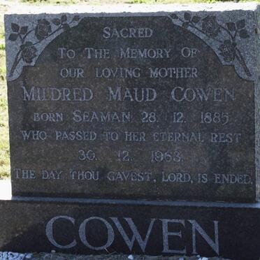 COWEN Mildred Maud 1885-1963