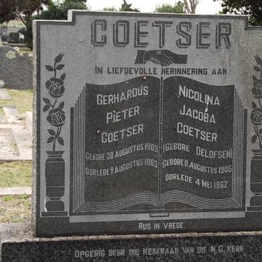 COETSER  Gerhardus Pieter 1903-1963 &amp; Nicolina Jacoba OELOFSEN 1905-1962