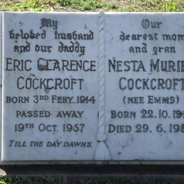 COCKCROFT Eric Clarence 1914-1957 &amp; Nesta Muriel EMMS 1919-1981
