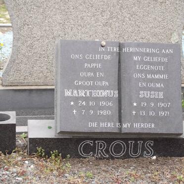 CROUS Marthinus 1906-1980 &amp; Susie 1907-1971