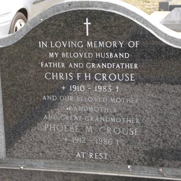 CROUSE Chris F.H. 1910-1983 &amp; Phoebe M. 1912-1986