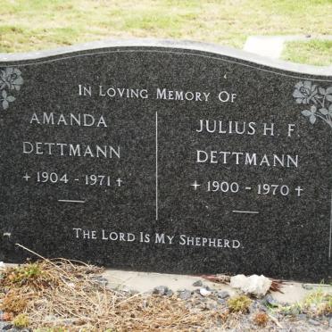 DETTMANN Julius H.F. 1900-1970 &amp; Amanda 1904-1971
