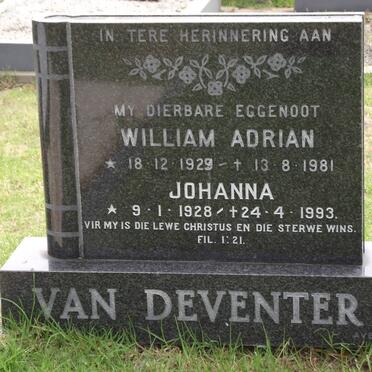 DEVENTER William Adrian, van 1929-1981 &amp; Johanna 1928-1993